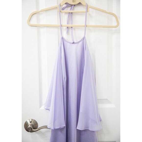 BCBGMAXAZRIA Y2K Lavender Halter Gown with Removable Sheer Capelet, size 2 - Picture 4 of 6